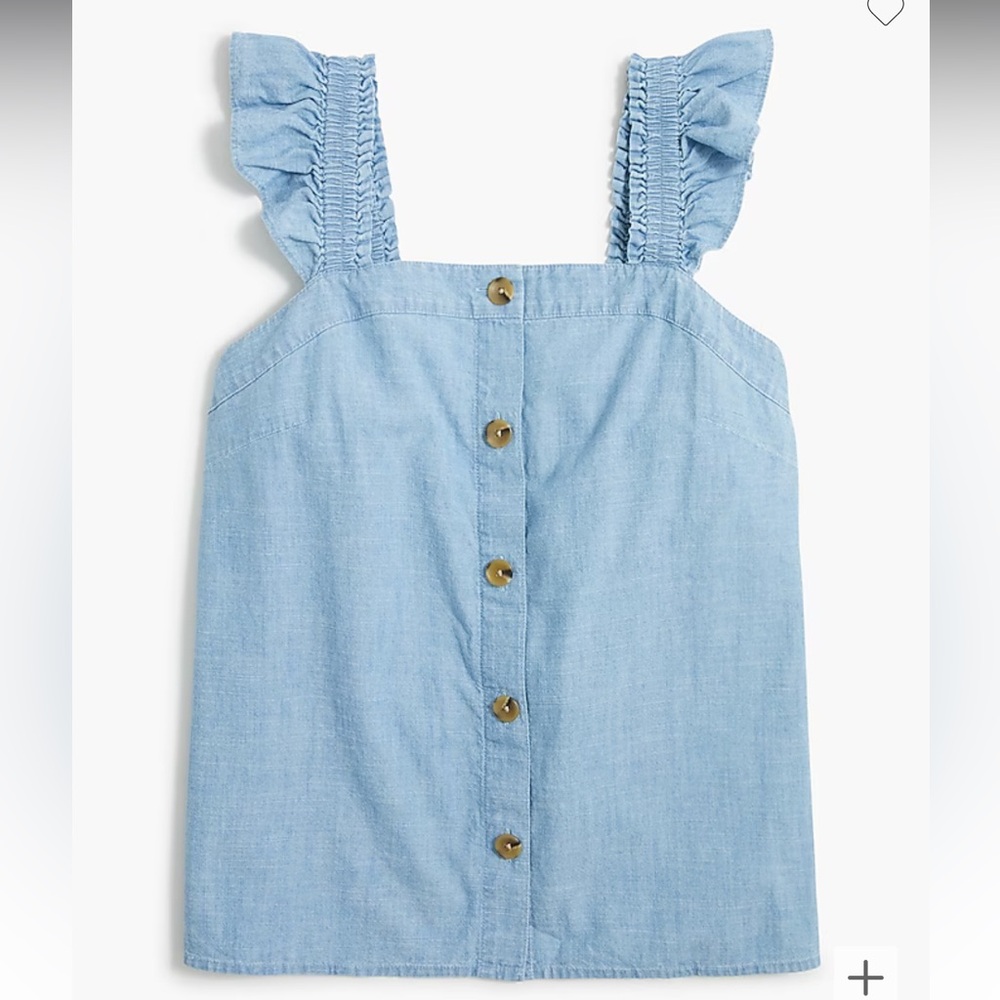 Jcrew Chambray Button Up Top With Ruffles - image 1